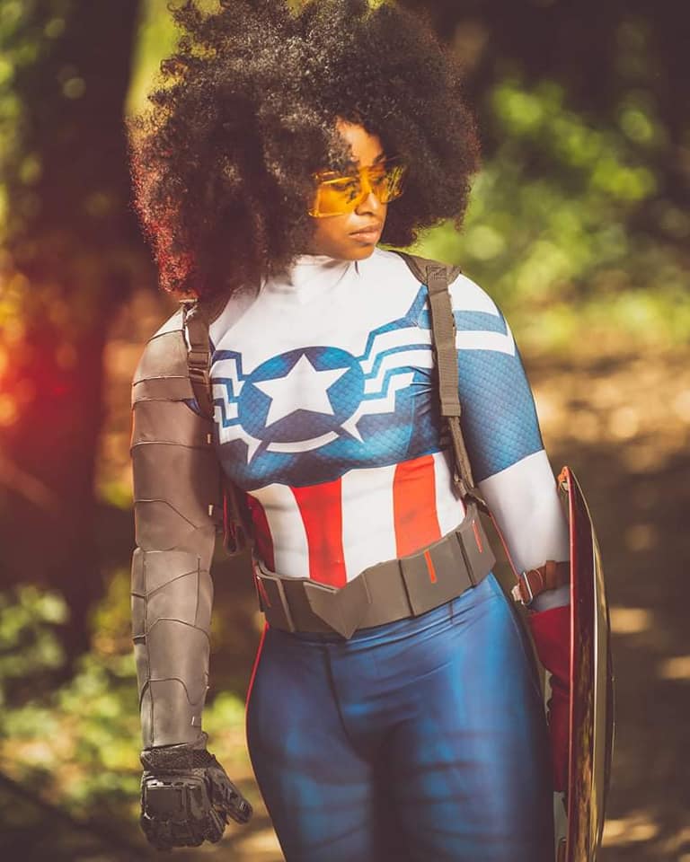 Black Girl Afro Hair As Captain America