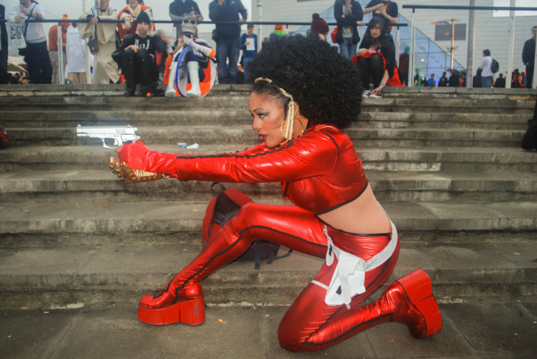 Black girl as misty knight with afro