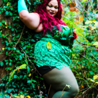 Black girl as poison ivy in forest