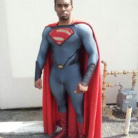Black guy with modern superman costume