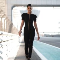 Chanel iman all black outfit