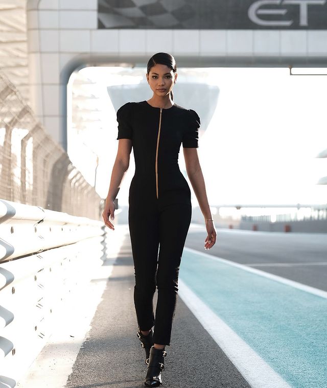 Chanel iman all black outfit