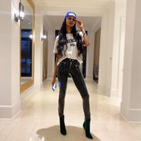 Jessica white wearing leather pants