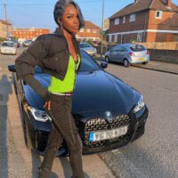 Leomie anderson drives bmw