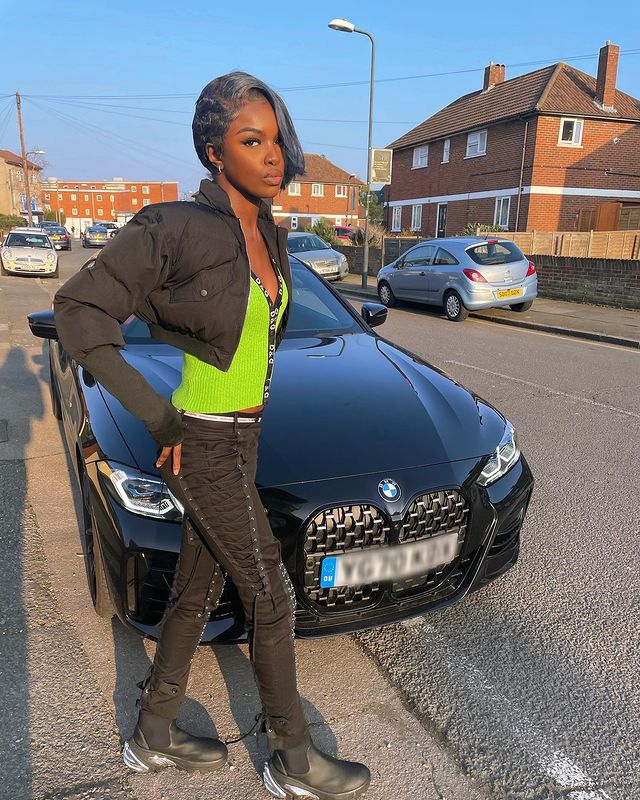 Leomie anderson drives bmw