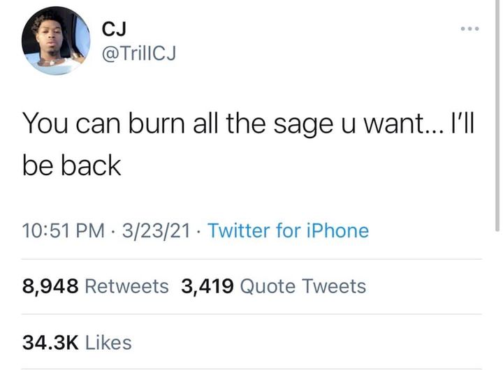 You can burn all the sage you want i will be back meme