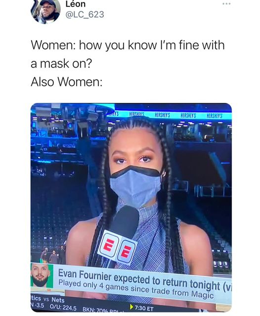 How you know she is fine espn mask meme