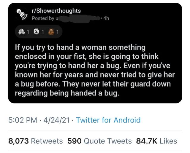Women always suspect a bug meme
