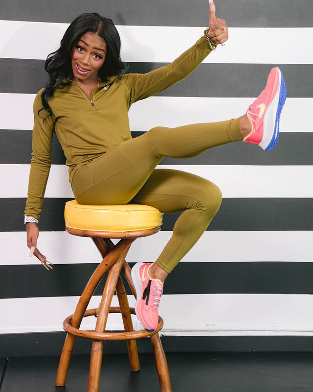 Sha Carri Richardson Wearing Army Green Nike Outfit