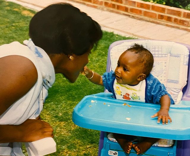 Dina Asher Smith as a baby with her mother