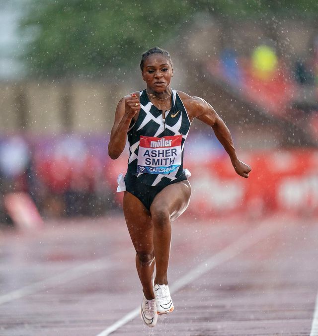 Dina Asher Smith running in the rain