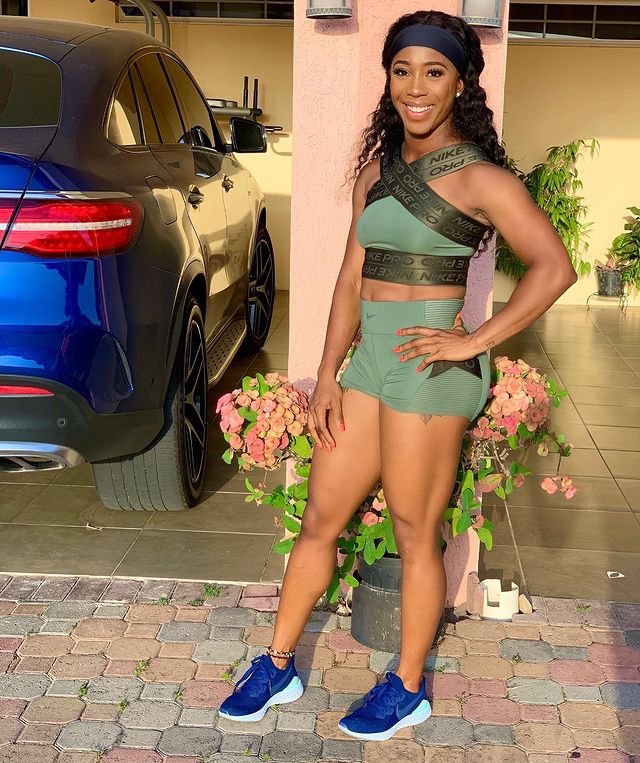 Shelly Ann Fraser Pryce green nike outfit