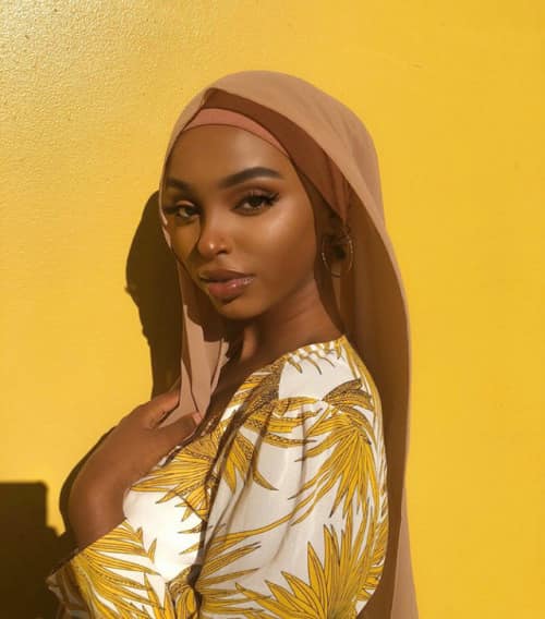 Yellow Background Light Brown Hijab
