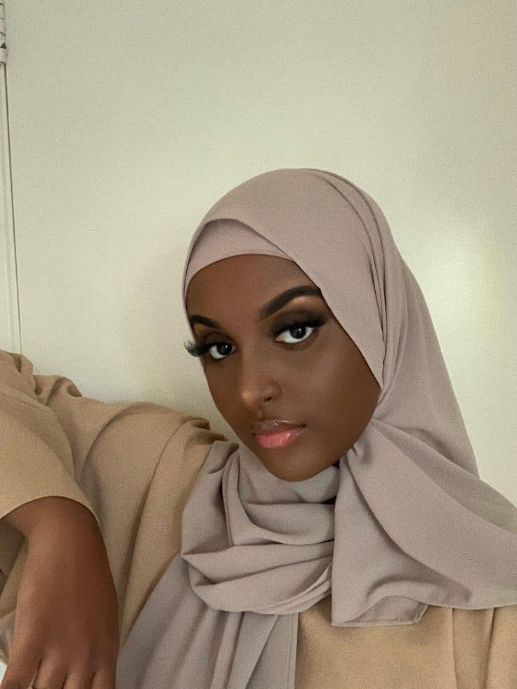 Darker Skinned Women Cute Face Wearing Hijab