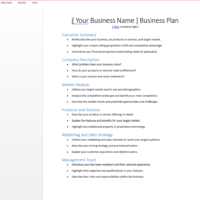 Simple Business Plan template screenshot